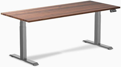 Desky Dual Hardwood Sit Stand Desk - 72x30 Adjustable Standing Desk - Ergonomic Sit & Stand Up Desk - Electric Standing Desk - Adjustable Height Sit Stand Desk - Walnut Real Wood Desk