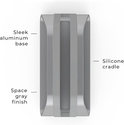 HumanCentric Vertical Laptop Stand Compatible with MacBook Pro and MacBook Air, Holder for Personal Computer Desk Stand, Aluminium, Exchangeable Inserts to Fit Different Device Models, Space Grey