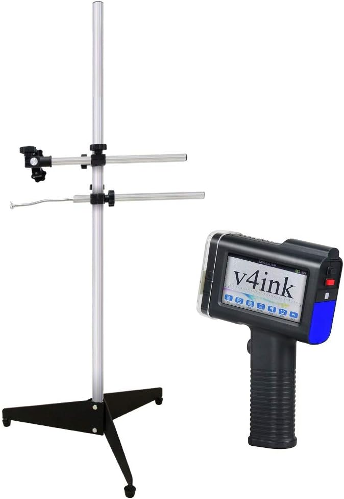 v4ink Universal Stainless Steel Adjustable Stand Bracktet Freestanding Holder Bentsai Handheld Inkjet Printer to Use on Conveyor Belt Assemble Line Production Line