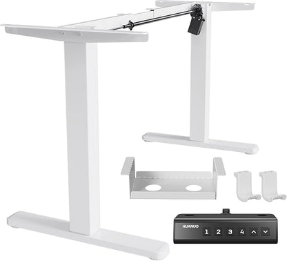 HUANUO Standing Desk Frame with 220lbs Powerful Brushless Motor, Thick T-Shaped Adjustable Desk Legs Made of Automotive-Grade Steel, for Max 75″ x 35″ Desktop, for Home Office, White Frame Only