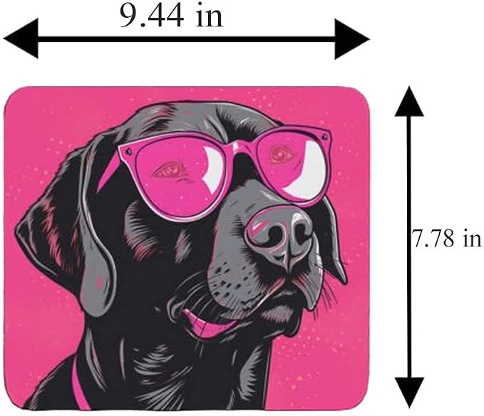 Pink Mousepad Glamour Dog Labrador Retriever Mouse Pad for Home Office Gaming Working Desk Computer Desktop Accessories Non-Slip Rubber Mousepad for Dog Lovers