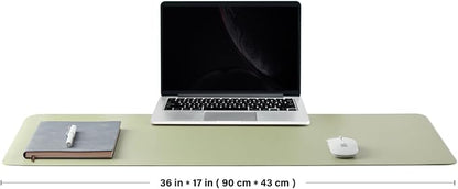 HOMIEAZICOZI Leather Desk Mat - Non-Slip PU Pad for Office and Home Organization Accessories Ideal Large Mouse Mats on Top of Desks (Light Green,36''x 17'') (DPD-LG-L)