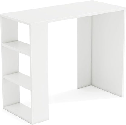 Tangkula Small Computer Desk, 36 Inch Home Office Desk with Bookshelf, Student Teen Study Writing Desk, Modern Simple Laptop Workstation, Vanity Table for Small Space (White)