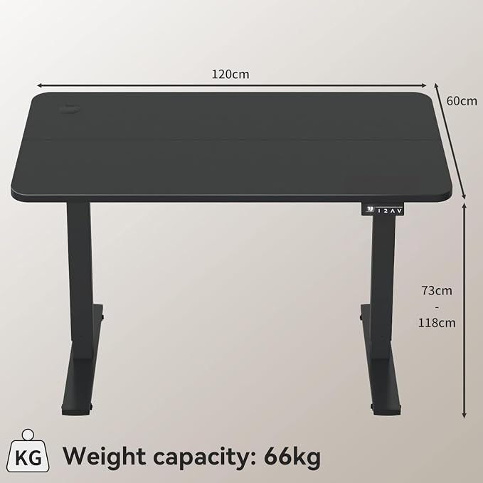 Furmax Electric Height Adjustable Standing Desk Large 40 x 24 Inches Sit Stand up Desk Home Office Computer Desk Memory Preset with T-Shaped Metal Bracket, Black