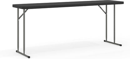 Flash Furniture Kathryn 6' Rectangular Plastic Folding Table, Long Plastic Foldable Table for Indoor/Outdoor Events, Black