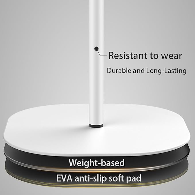 Small Laptop Standing Desk, 18“H - 46”H Adjustable Height Pedestal Side Table with Wooden Top, Portable Tall End Table, Stand-Up Desk for Bedside, Couch, Sofa, Living Room, Bedroom, Home Office, White