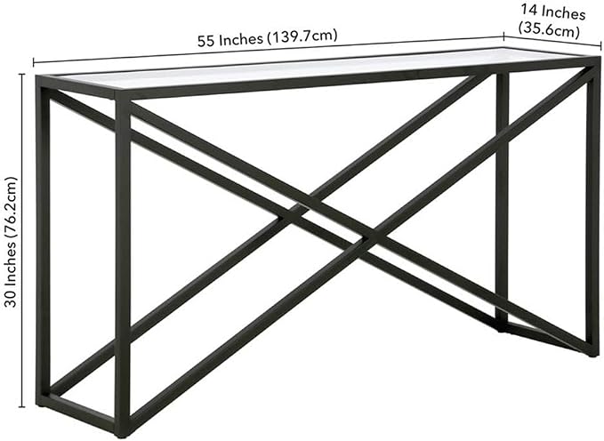 Calix 55'' Wide Rectangular Console Table in Blackened Bronze