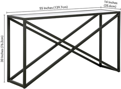 Calix 55'' Wide Rectangular Console Table in Blackened Bronze