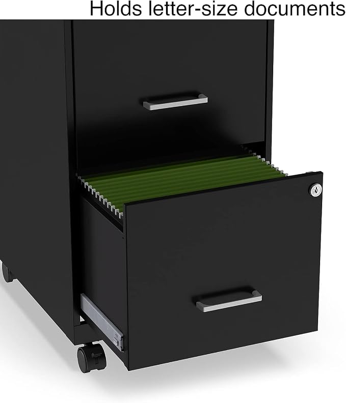 STAPLES Vertical File Cabinet for Letter/Legal Files, 2-Drawer, Letter/Legal Compatible, Locking, Black