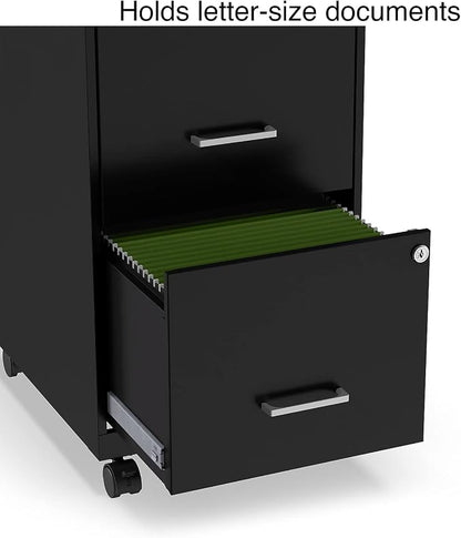 STAPLES Vertical File Cabinet for Letter/Legal Files, 2-Drawer, Letter/Legal Compatible, Locking, Black