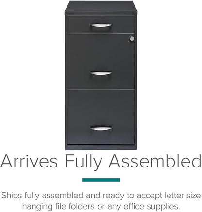 Pemberly Row Set of 18 Contemporary 3-Drawer Metal File Cabinet in Charcoal