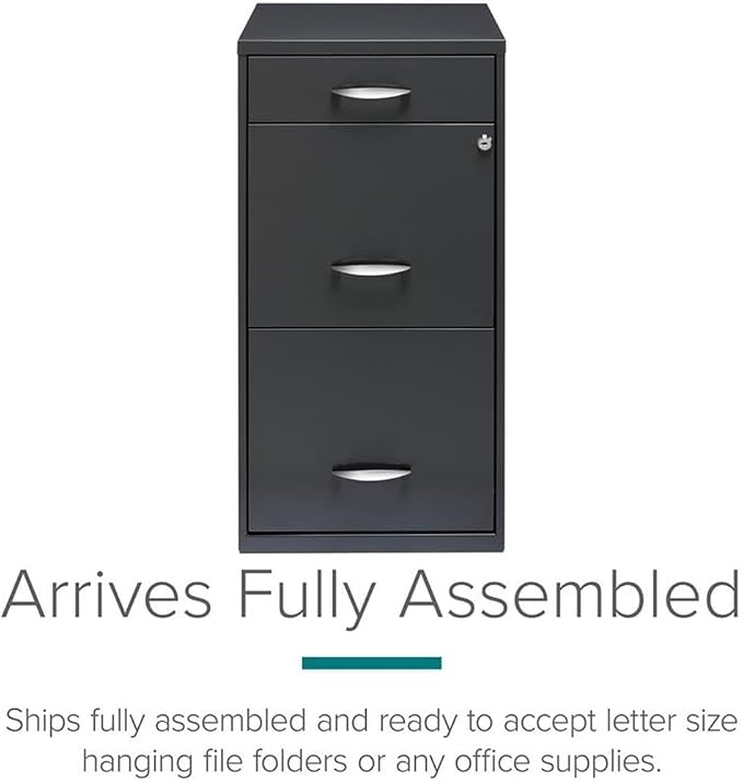 Pemberly Row Set of 5 Contemporary 3-Drawer Metal File Cabinet in Charcoal