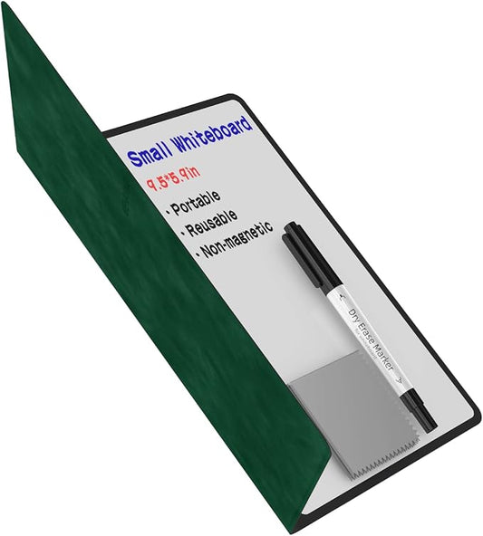 Mehaving Portable Small White Board Dry Erase Board, Reusable 9.5 * 6.6in Notebook Memo, Office Home Supplies Desk Accessories MH760 (Green)