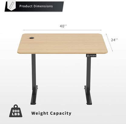 YESHOMY Height Adjustable Electric Standing Desk, 40 inch Computer Table, Home Office Workstation, Black Leg/Natural Top