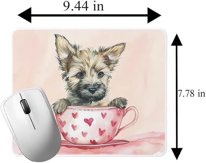 Dog Mousepad Desktop Laptop Computer Accessories Puppy in Tea Cup Mouse Pad Home Office Gaming Work Desk Computer Non-Slip Rubber Mousepad (Australian Terrier)