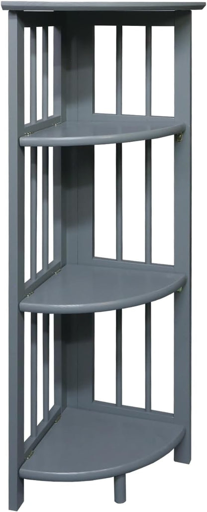 Casual Home Mission 4-Shelf Corner Folding Bookcase, Slate Gray