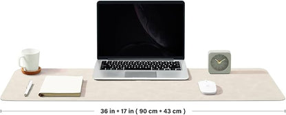 Distressed Leather Desk Mat - Non-Slip PU Desk Pad for Office and Home - Desk Organization and Accessories - Ideal for Large Mouse Pad and Desk Mats on Top of Desks(Sandstone,36"x 17")