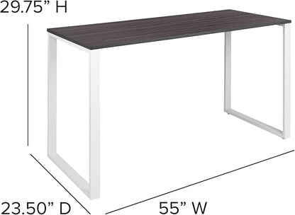 Flash Furniture Kimberly Modern Commercial Grade Desk Industrial Style Computer Desk Sturdy Home Office Desk - 55" Length (Rustic Gray)