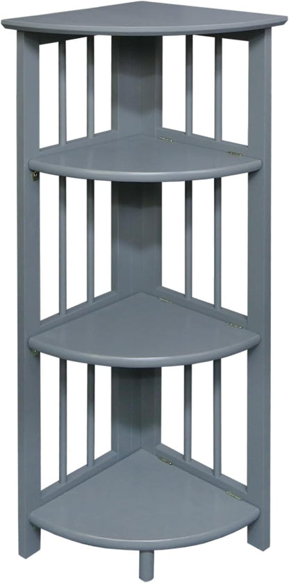 Casual Home Mission 4-Shelf Corner Folding Bookcase, Slate Gray