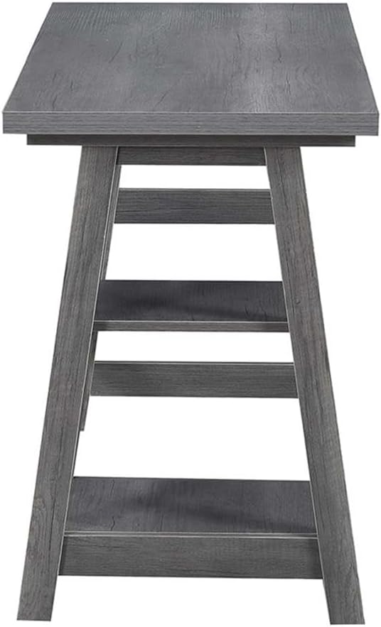 Convenience Concepts Designs2Go Trestle Desk 47" - Modern Desk or Vanity with Shelves, for Office, Dorm, Living Room, Charcoal Gray