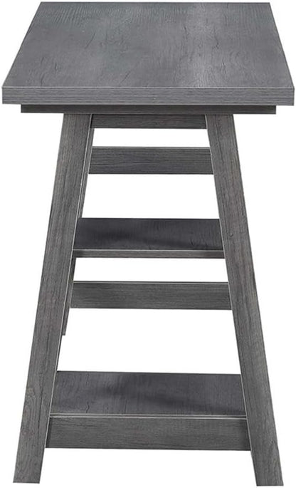 Convenience Concepts Designs2Go Trestle Desk 47" - Modern Desk or Vanity with Shelves, for Office, Dorm, Living Room, Charcoal Gray