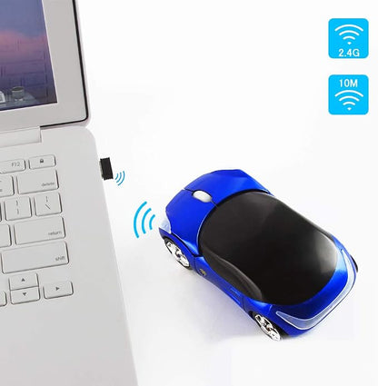 SHARE SUNSHINE Colorful 3D Sport Car Shape Mouse 2.4GHz Wireless Mouse 1600DPI 3 Buttons Optical Ergonomic Gaming Mice with USB Receiver for PC Laptop Computer (Blue)