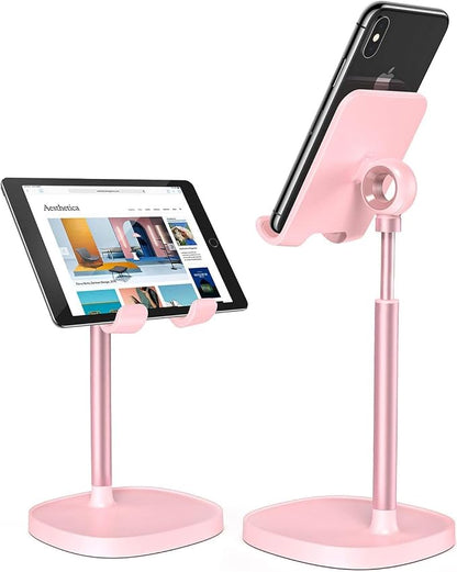 LISEN Phone Stand for Desk, iPhone Holder for Desk Offices Accessories | Vanity Decor, Cute Design, Pink Gifts Gadgets, Pink Bathroom Living Dorm Room Essentials Decor, iphone stand for desk
