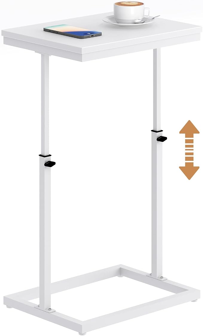 TUTOTAK End Table, Side Table, Tall Couch Table, Sofa Table, Living Room, Bedroom，White TB01BW083P