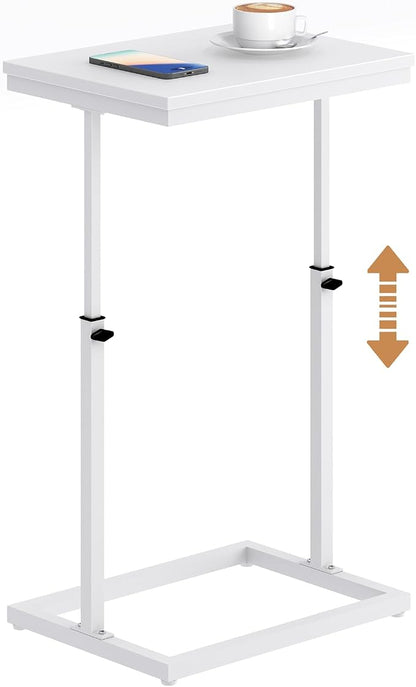 TUTOTAK End Table, Side Table, Tall Couch Table, Sofa Table, Living Room, Bedroom，White TB01BW083P