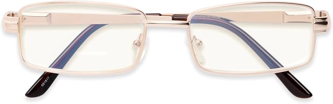 Readers Readers.com Reading Glasses: The Dash Blue Light, Metal rectangle Style for Men and Women