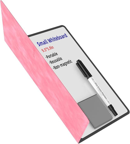Mehaving Portable Small White Board Dry Erase Board, Reusable 9.5 * 6.6in Notebook Memo, Office Home Supplies Desk Accessories MH760 (Pink)