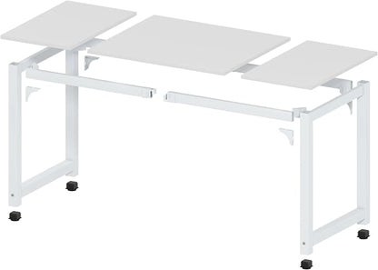 NSdirect Large Office Desk for Home Office, Large 63” Computer Desk Table, Wide Writing Study Desk for 2 Person, Metal Sturdy Frame Thicker Steel Legs,Warm White