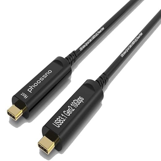 UL CMP Plenum Rated USB C to C Fiber Optical 3.1Cable 10Gbps 30M Compatible with Microsoft Azure Logitech Camera Aver &Vaddio & Barco ClickShare Touch Screen Kinect Intel RealSense