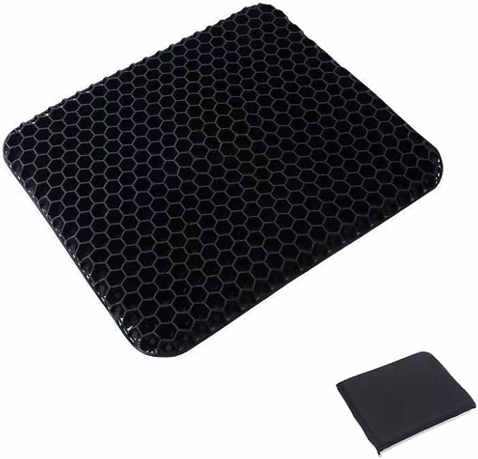 Yimiyaa Gel Seat Cushion, Double Thick Egg Gel Cushion for Pressure Pain Relief, Breathable Wheelchair Cushion Chair Pads for Car Seat Office Chair Black