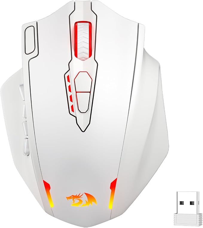 Redragon M913 Impact Elite Wireless Gaming Mouse, 16000 DPI Wired/Wireless RGB Mouse with 16 Programmable Buttons, 45 Hr Battery and Pro Optical Sensor, 12 Side Buttons MMO Mouse
