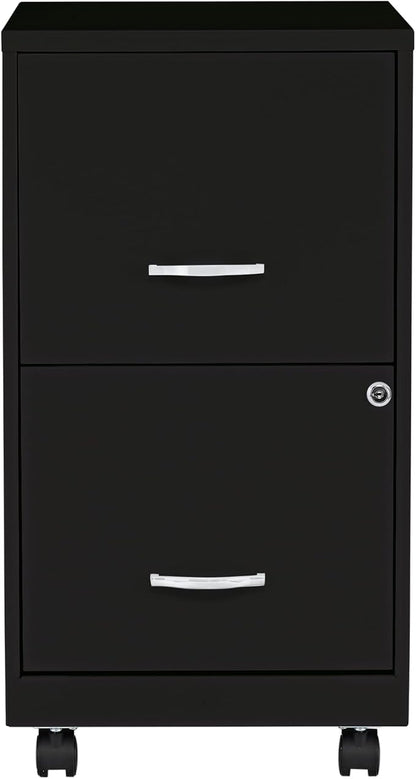 Lorell 2-Drawer Mobile File Cabinet, 14.2" x 18" x 26.5", Black