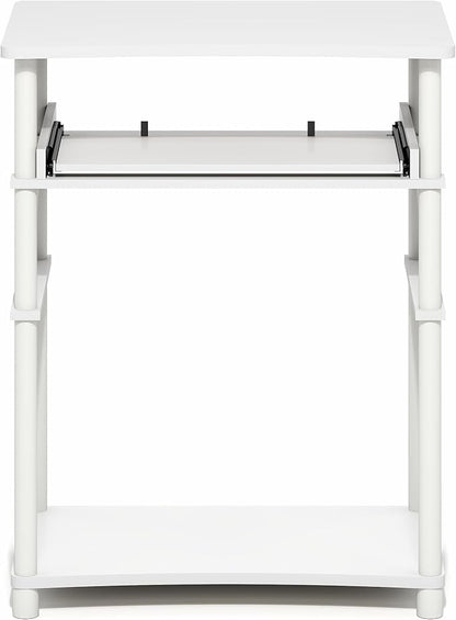 Furinno Home Desk, 23.6 Wide Gaming Desk with Keyboard Tray, Open Shelf Laptop Notebook Computer Desk, Office Desk for Home Office, Study Room, Dorm, Bedroom, White