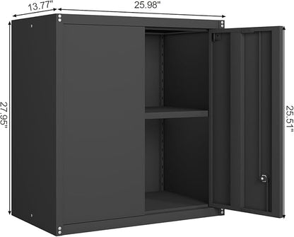 GREATMEET Locking Metal Wall Cabinets for Garage, Garage Cabinets Wall Mount, Steel Floating Hanging Storage Cabinet with Doors and Adjustable Shelf for Utility Room