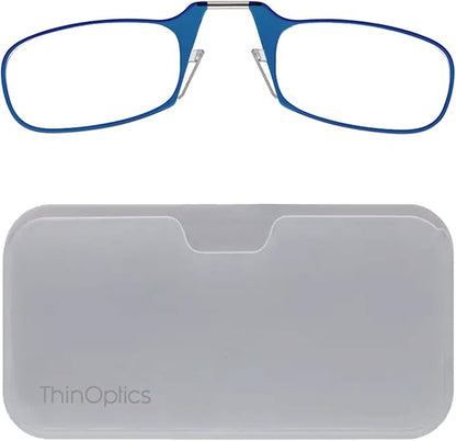 ThinOptics unisex-adult Reading Glasses + White Universal Pod Case | Blue Frames, 2.50 Strength Readers Blue Frames / White Case, 44 mm