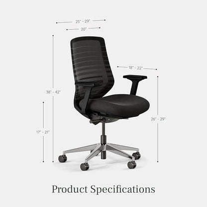 Branch Ergonomic Chair - A Versatile Desk Chair with Adjustable Lumbar Support, Breathable Mesh Backrest, and Smooth Wheels - Experience Optimal Comfort and Support - All Black