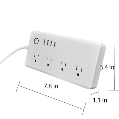 Jinvoo WiFi Smart Power Strip Surge Protector Extension Cord Multi Plug with 4 AC Outlets 4 USB Ports, No Hub Required, Works with Google Home