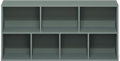 Furinno LUDER Book Shelf, 7-Cube Bookshelf, Bookcase with Open Shelves, 9.4 x 19.5 x 41.7, Easy Assembly, for Living Room, Bedroom, Home Office, Sage Green