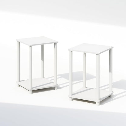 Furinno Turn-N-Tube Set of 2, Book Shelf, Stackable Bookshelf, Bookcase with Easy Assembly, 13.4 x 13.4 x 20, for Living Room, Bedroom, Home Office, White/White