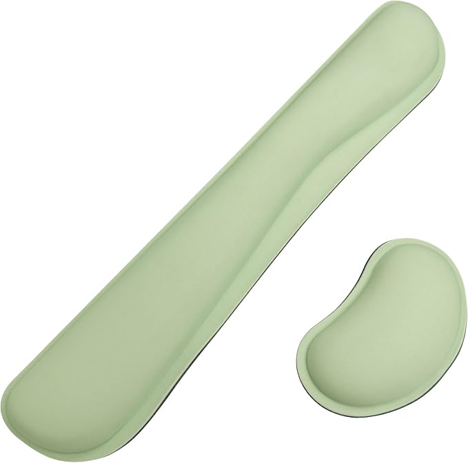 Bloss 2 Green Wrist Rest for Mouse & Keyboard, Ergonomic Wrist Support | Soft Memory Foam, Rubber Non-Slip, Wrist Rest for Mouse, Breathable, 1.2" Thick