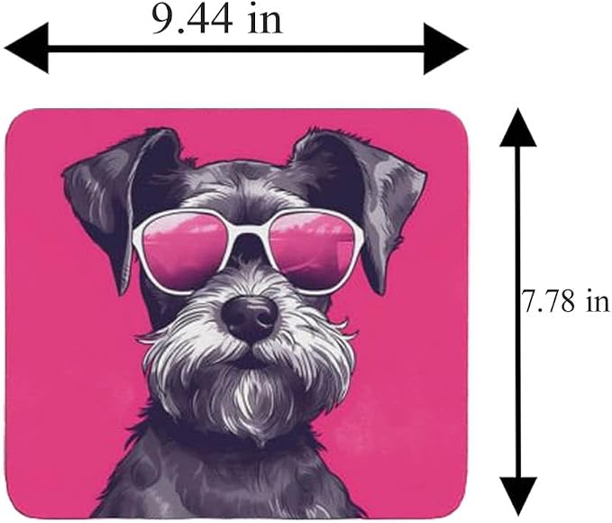 Pink Mousepad Glamour Dog Miniature Schnauzer Mouse Pad for Home Office Gaming Working Desk Computer Desktop Accessories Non-Slip Rubber Mousepad for Dog Lovers