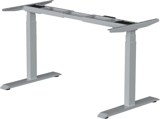 Fromann Electric Standing Desk Frame Dual Motor 3 Stages Height Adjustable Desk Legs with USB A+ C Ports Sit Stand up Desk Base for Home and Office (Grey)
