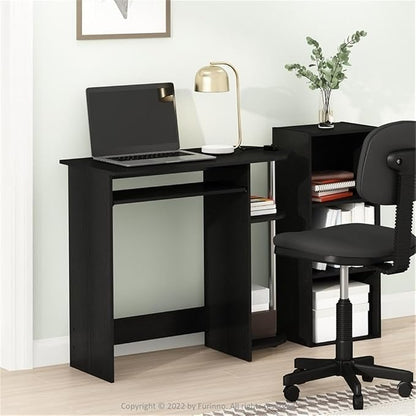 Pemberly Row Computer Desk, Composite Wood and Stainless Steel, 31.5 x 15.8 x 28.8 in, Pull-Out Keyboard Drawer, 2 Shelves, Compact Home Office Desk, Easy Assembly