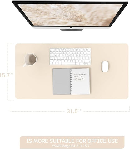 YSAGi Non-Slip Leather Desk Pad, Desk Matt for Desktop, Waterproof Laptop Computer Keyboard Mat, Table Protector Blotter Mat, Large Mouse Pad for Office/Work/Home/Decor(Beige, 31.5" x 15.7")
