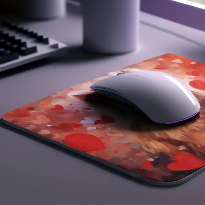 Australian Terrier Mouse Pad Dog with Red Hearts Pattern Non-Slip Rubber Mouse Pad Puppy in Love Mouse Pad for Home Office Work Desk Computer Desktop Laptop for Dog Lovers