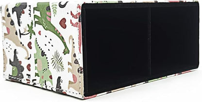 Pen Holder, Rectangle Vintage Pencil Holder with 2 Compartments, PU Leather Art Remote Control Holder Organizer Storage for Desk Accessory (Dinosaur)